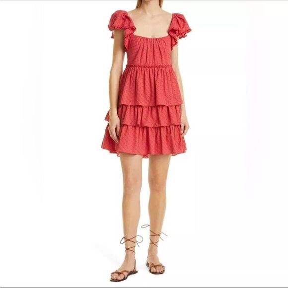 Cinq a Sept Marcia Eyelet Tiered Cotton Dress - Picture 1 of 8
